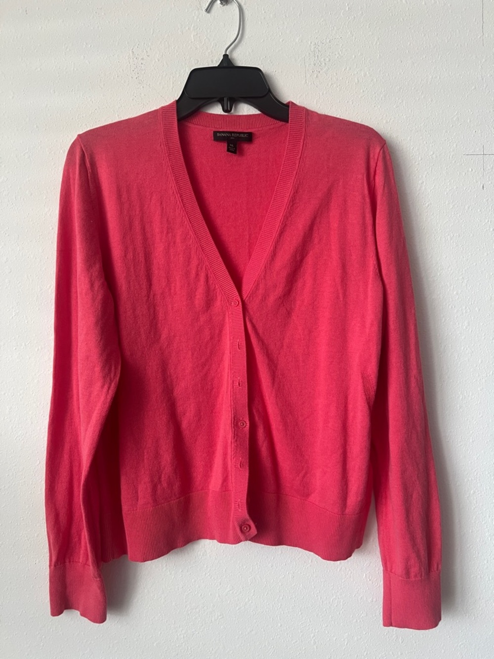 Banana Republic Coral-Pink V-Neck Button Cardigan